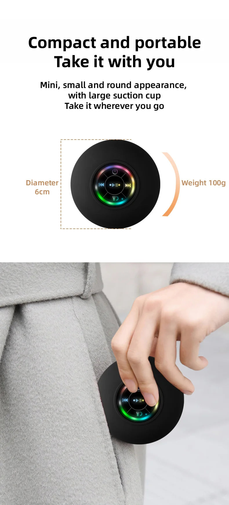 Portable Waterproof Bluetooth Shower Speaker